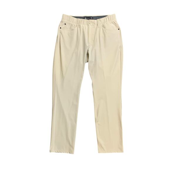 Under Armour Golf Pants Mens 32 Cream 5 Pocket Performance Drive 4-Way Stretch - Picture 1 of 10